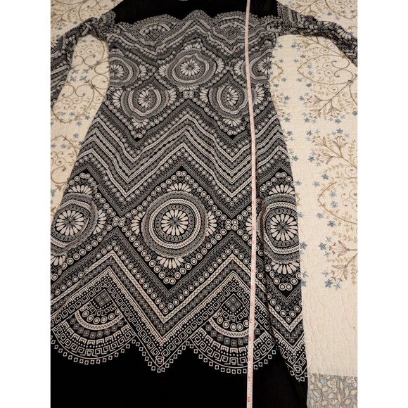Maggie London Long Sleeve Black And White Round Neck Sheath Dress Size 8 - Picture 13 of 14